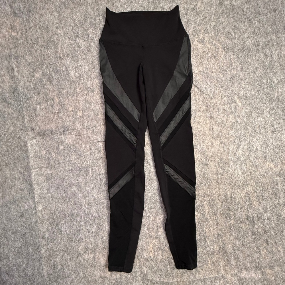 Alo Yoga‎ Moto High Waist Mesh Panel Leggings Black XXS W5494R